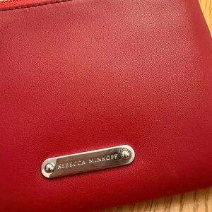 Rebecca Minkoff Red Leather Cosmetic Pouch with Silver Plaque